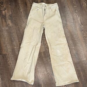 Risen Khaki Wide Leg Jeans
